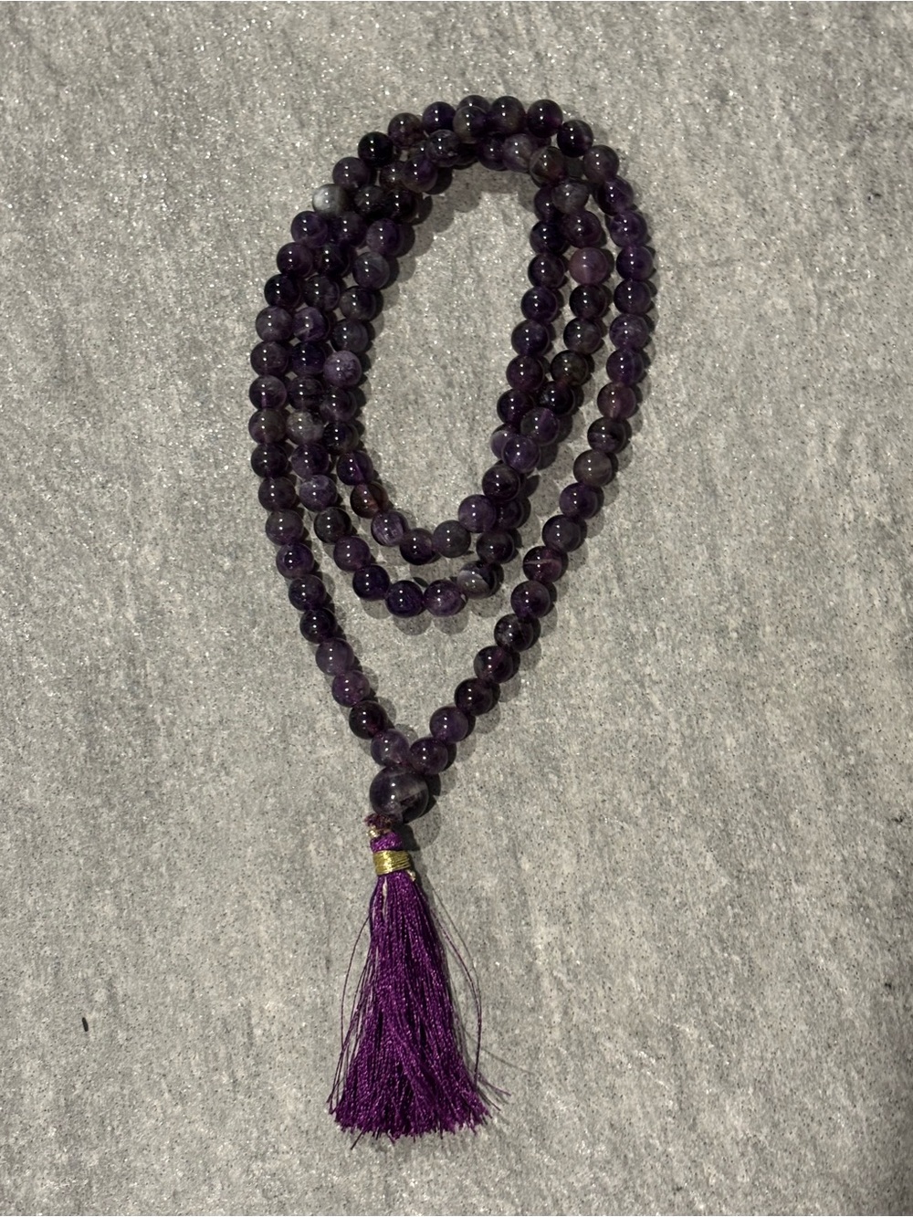 JAPA MALA 108 Amethyst Beaded Tassel Necklace - Purple Women’s Jewelry